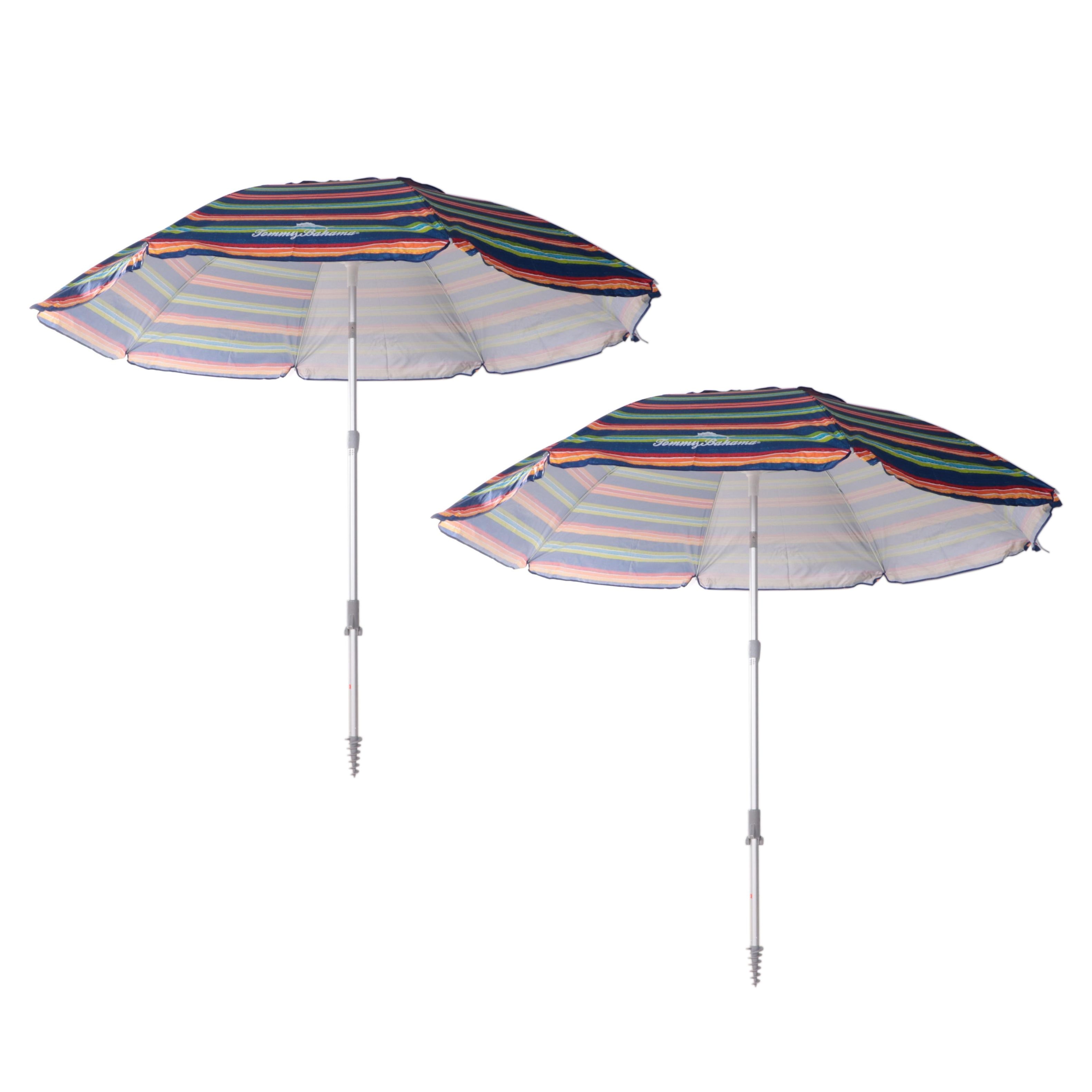 Two Tommy Bahama 8' Striped Beach Umbrellas EBTH